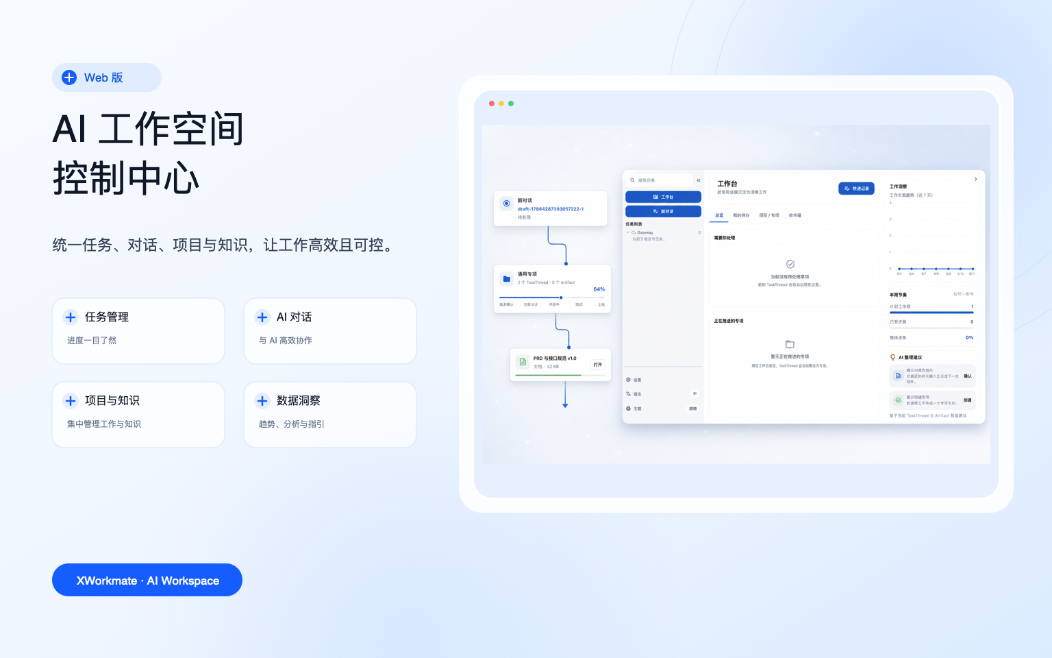 Web 版 AI 工作空间控制中心